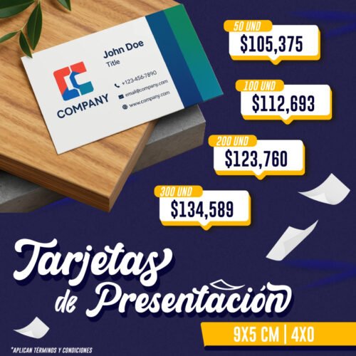 Tarjetas de presentación |  9X5 CM | 4X0