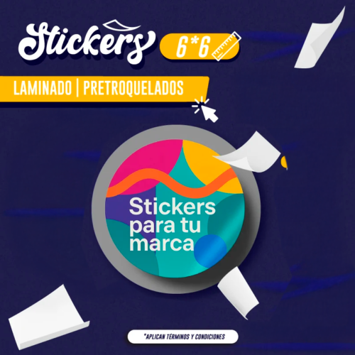 STICKER LAMINADO | 6X6 CM | PRETROQUELADOS